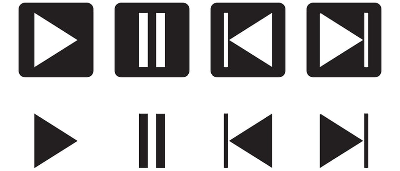 Play, pause, next button icon set vector