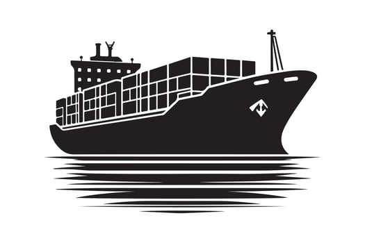 Cargo Ship Silhouette Illustrations for Travel, Adventure, and Transport Themes vector