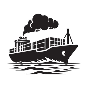 Cargo Ship Silhouette Illustrations for Port and Harbor Graphics vector