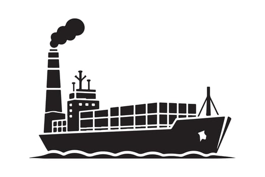 Cargo Ship Silhouette Illustrations for Brochures, Posters, and Ads vector