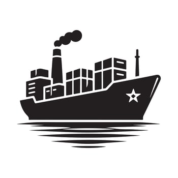 Cargo Ship Silhouette Vectors for Transportation, Shipping, and Freight Graphics