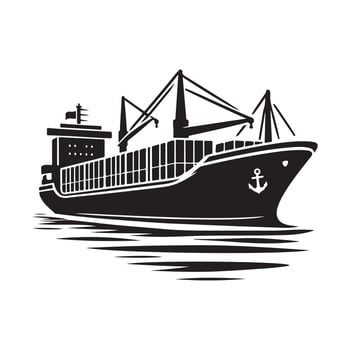 Cargo Ship Silhouette Vectors for Commercial, Industrial, and Nautical Use