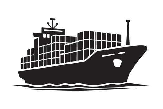 Download High-Resolution Cargo Ship Silhouette Illustrations for Your Designs vector