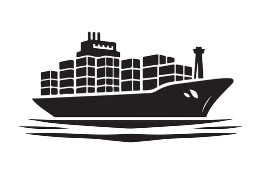 Cargo Ship Silhouette Illustrations for Environmental and Ocean Conservation Graphics vector