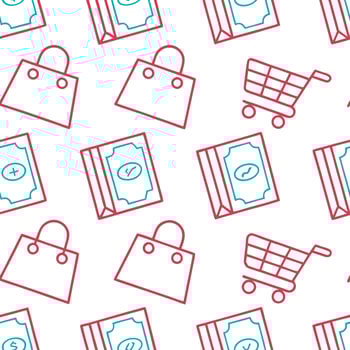 shopping bag and shopping cart pattern vector