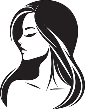 Silhouette of beautiful girl in profile with long hair vector