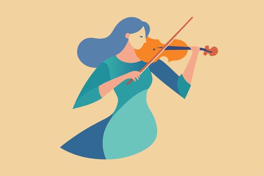 Woman Playing Violin Musical Artist, Elegant Pose, Abstract Art vector