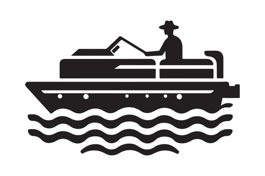 High-Resolution Pontoon Boat Silhouette Illustrations for Commercial Use vector