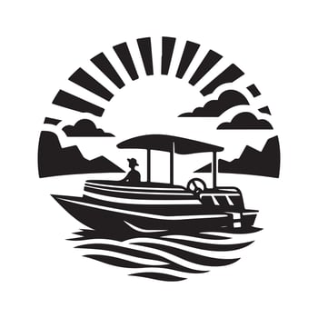Download Pontoon Boat Silhouette Art for Marine-Themed Graphics vector
