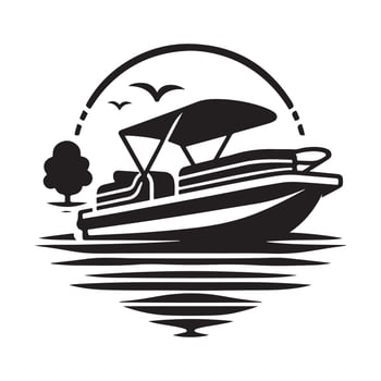 Pontoon Boat Silhouette Illustrations for Water Sports and Recreation vector