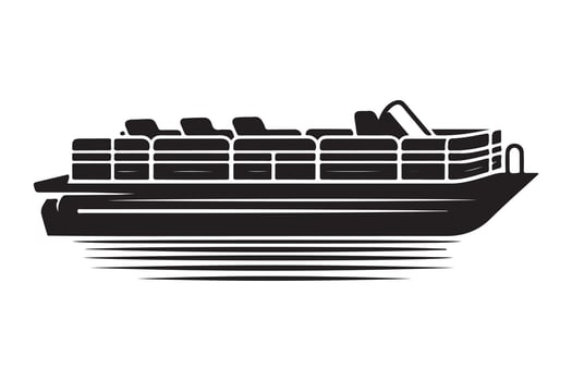Pontoon Boat Silhouette Illustrations for Adventure, Travel, and Lifestyle Projects vector