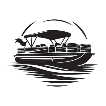 Pontoon Boat Silhouette Illustrations for Vacation and Resort Promotions vector