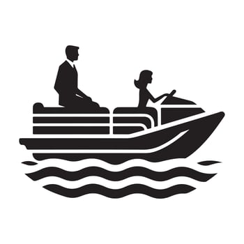 Pontoon Boat Silhouette Art for Boating Enthusiast and Travel Websites vector