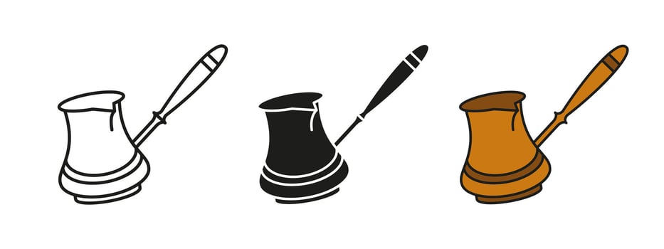 Coffee turk icon. Turkish coffee pot illustration. Traditional oriental coffee symbol. Arabic espresso beverage sign. Roasted coffee aroma vintage turk pictogram. Turkish hot drink concept. vector