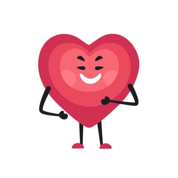 Emotional Heart Mascot for Valentines Day Cute Cartoon Illustration. vector
