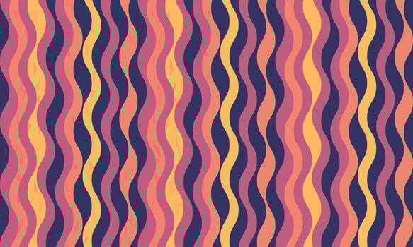 Vibrant retro wavy stripes pattern. Perfect for website backgrounds, textile designs, or any project needing a 70s vibe. Bold colors and seamless repeat. Ideal for adding a touch of vintage style. vector
