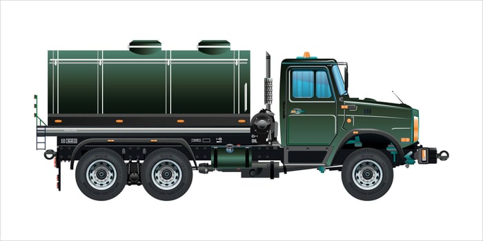 Semi truck medium tanker truck vehicle 3D illustration vector