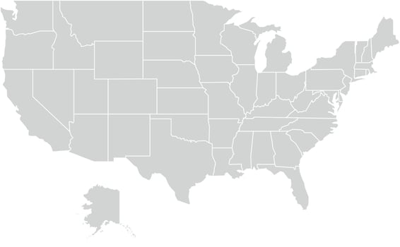 Gey with White Outline USA Map with District Borders American Country vector