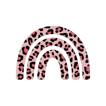 A stylized rainbow with three arches features a leopard print pattern png