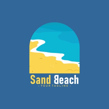 beach logo, sand beach illustration, summer beach vacation, surfing vector