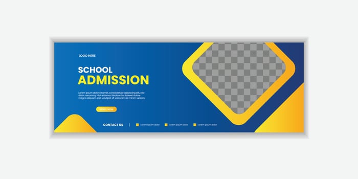 School Admission Web Banner Template, Back to School or university Social Media Cover Template for education, business, etc vector