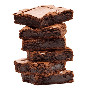 Decadent chocolate brownies in a stacked arrangement png