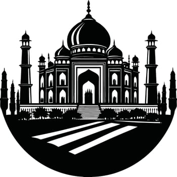 Monochrome Taj Mahal Iconic Symbol of Love and Architecture vector