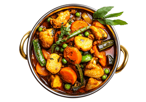 Authentic Indian vegetable masala in a steel bowl png