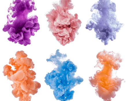 Colorful abstract smoke clouds in shades of purple pink orange and blue creating mesmerizing shapes png