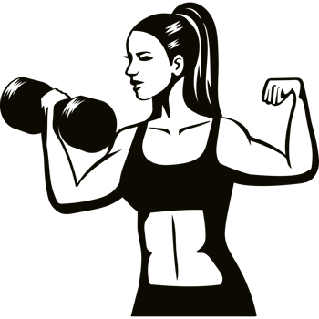 gym emblem woman with dumbbell png