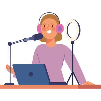 streamer female with headset png