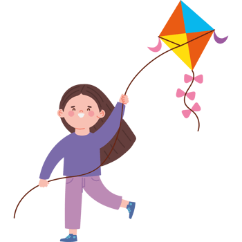 smiling girl flying kite png