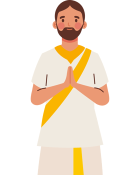 man in namaste gesture of hands png