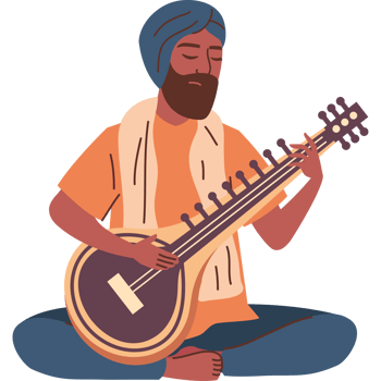 indian musician playing traditional sitar png