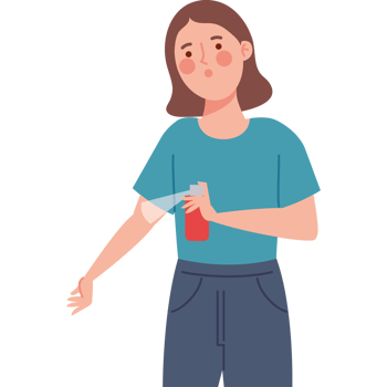 woman sprays mosquito repellent isolated design png