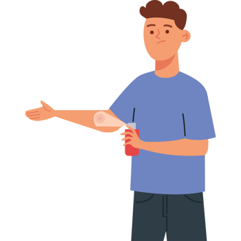 man spraying insect repellent png