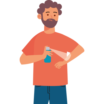 bearded man applying anti mosquito spray png