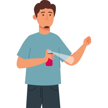 man sprays mosquito repellent png