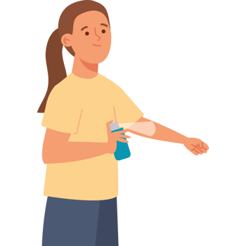 woman sprays mosquito repellent png