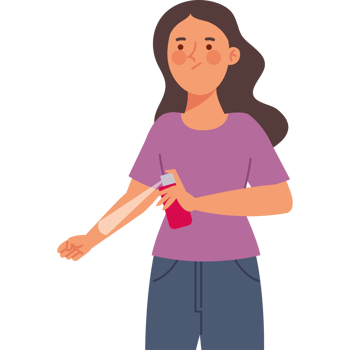 woman puts insect repellent spray png
