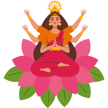 goddess durga on lotus flower png