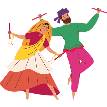 indian dancers wearing traditional costumes png