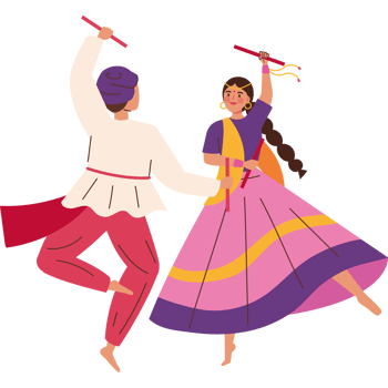 indian dancers celebrating navratri festival isolated design png