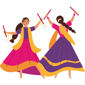 female dancers in happy navratri traditional festival png