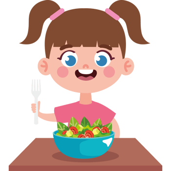 happy girl eating vegan food png