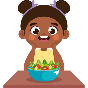 afro american girl eating vegan food png