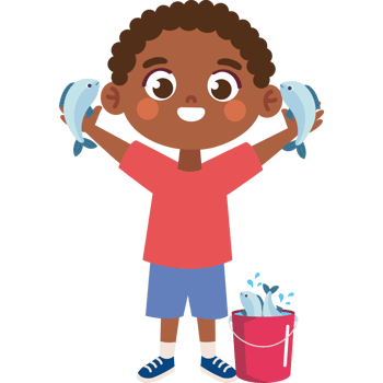 cute cartoon boy fishing png