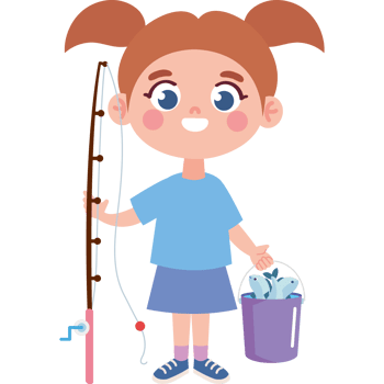 cute girl showing her catch fishes png