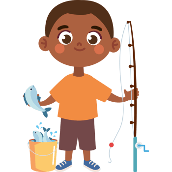 boy and fishing with bucket png