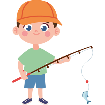 cartoon boy and fishing rod png